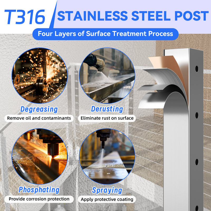 Load image into Gallery viewer, Fulifix Cable Railing Post, Side Mount Stair Post for Right-Side Upstairs, 38" x 2" x 2", T316 SS Railing Posts for Staircase, Model SP05