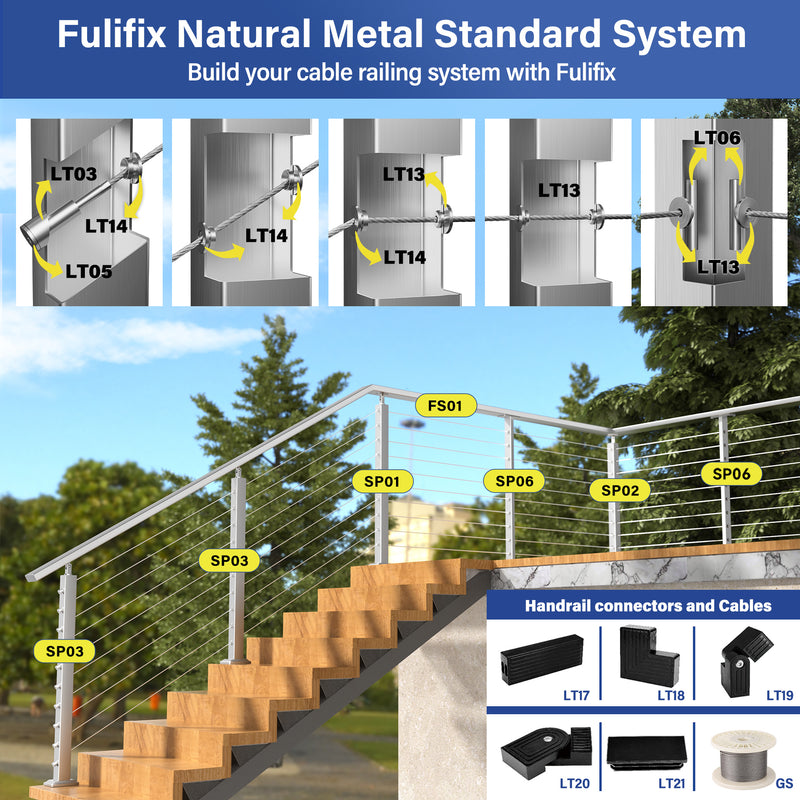 Load image into Gallery viewer, Fulifix 1/8" Stainless Steel Cable, 1,000 ft T316 Railing Wire Rope, 1,950 lb Breaking Strength, 7 x 7 Strands, Cable Railing with Cutter, Model GS