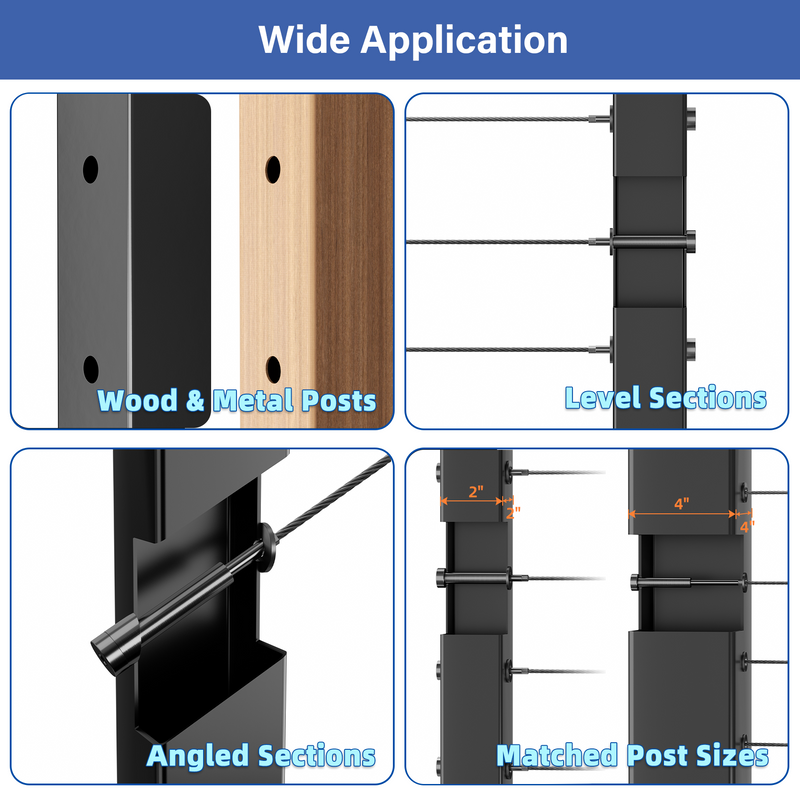 Load image into Gallery viewer, Fulifix Cable Railing Invisible Tensioner, 10Pair Black 1/8" T316 Stainless Steel, Swage Terminal Hardware for 2*2" 4* 4" Wood & Metal Posts, LT02