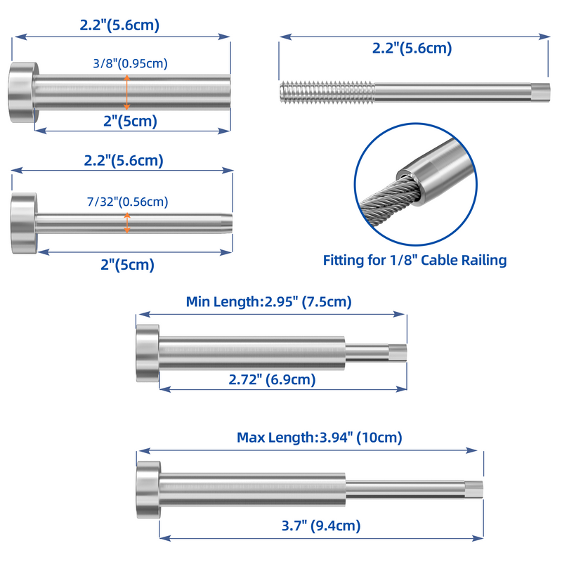 Load image into Gallery viewer, Fulifix 1/8" Cable Railing Tensioner, 10 Pairs Invisible Cable Railing Kit, T316 SS Swage Railing for 2" x 2" 4" x 4" Wood Metal Posts, Model LT02