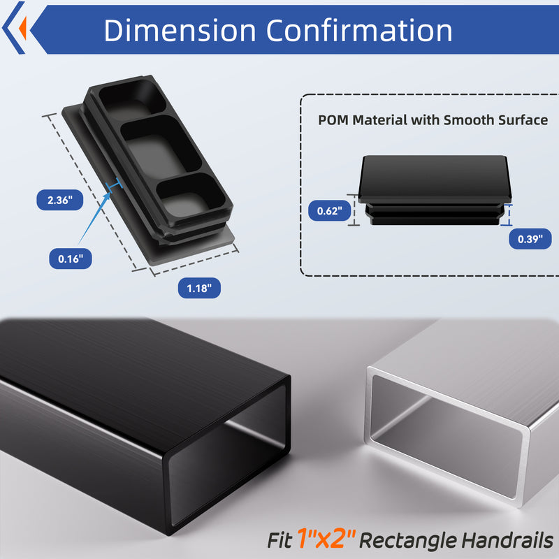 Load image into Gallery viewer, Fulifix Railing Handrail Accessories, 2 Pack Handrail End Cap, 2" x 1", High Strength POM Rectangle Handrail Plug for Top Railing, Model LT21