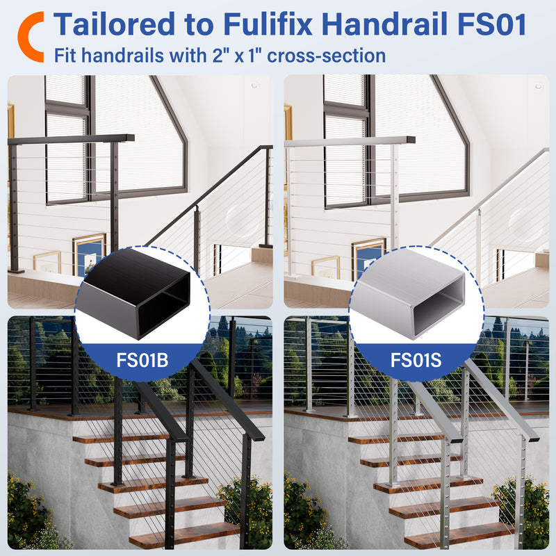 Load image into Gallery viewer, Fulifix Railing Handrail Accessories, 2 Pack Handrail End Cap, 2" x 1", High Strength POM Rectangle Handrail Plug for Top Railing, Model LT21