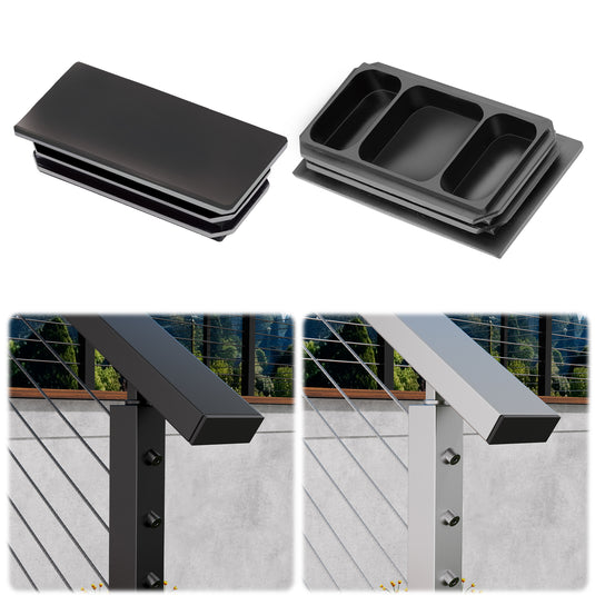 Fulifix Railing Handrail Accessories, 2 Pack Handrail End Cap, 2" x 1", High Strength POM Rectangle Handrail Plug for Top Railing, Model LT21