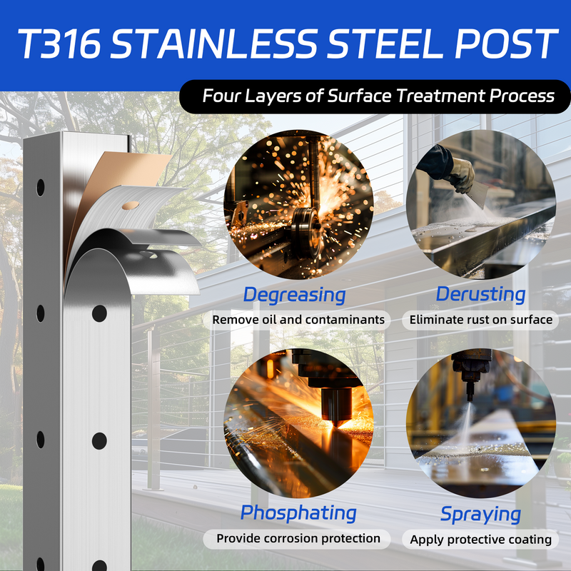 Load image into Gallery viewer, Fulifix Cable Railing Post, Corner Drilled Railing Post, 36" x 2" x 2", Adjustable Top Mount, T316 SS Railing Post for Corner Section, Model SP02