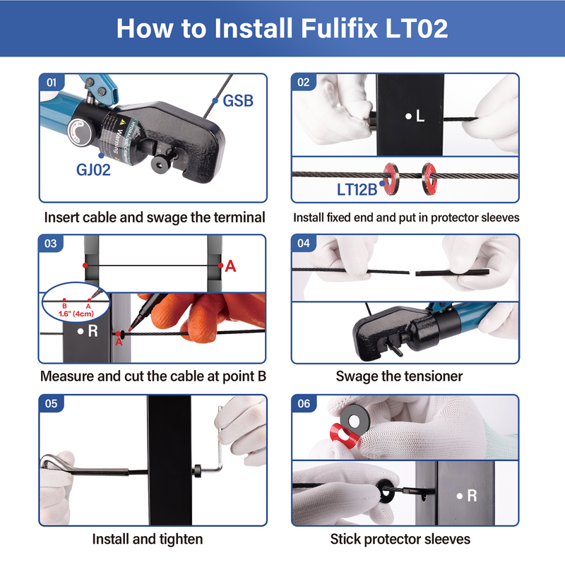 Load image into Gallery viewer, Fulifix Cable Railing Invisible Tensioner, 10Pair Black 1/8&quot; T316 Stainless Steel, Swage Terminal Hardware for 2*2&quot; 4* 4&quot; Wood &amp; Metal Posts, LT02
