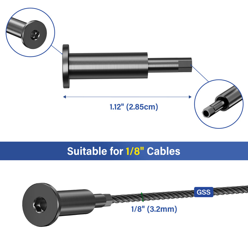 Load image into Gallery viewer, 20 Pack Black Invisible Tensioner for 1/8&quot; Cable Railing, T316 Stainless Steel Terminal, Swage Stud End Fitting for 2&quot;x2&quot; to 4&quot;x4&quot; Wood/Metal Post
