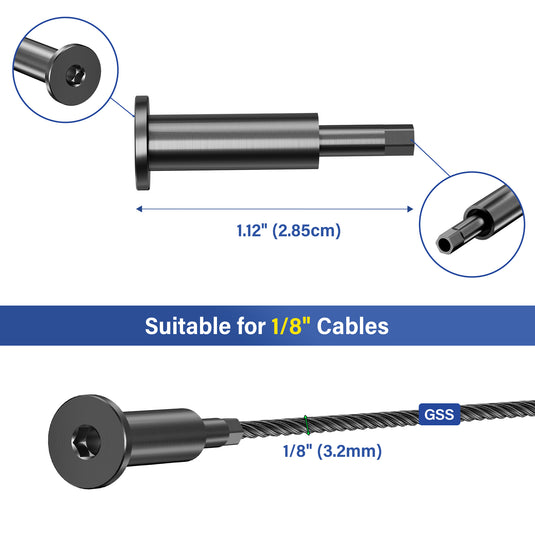 20 Pack Black Invisible Tensioner for 1/8" Cable Railing, T316 Stainless Steel Terminal, Swage Stud End Fitting for 2"x2" to 4"x4" Wood/Metal Post