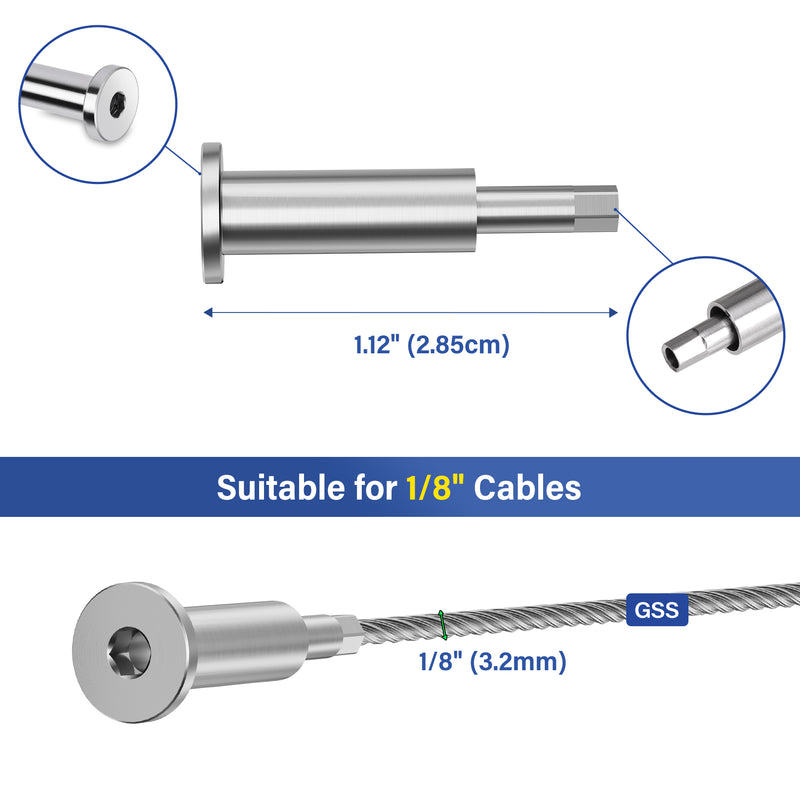 Load image into Gallery viewer, Fulifix 1/8&quot; Cable Railing Tensioner, 20 Pack Invisible Cable Railing Kit, T316 SS Swage Fittings for 2&quot; x 2&quot; 4&quot; x 4&quot; Wood Metal Post, Model LT05
