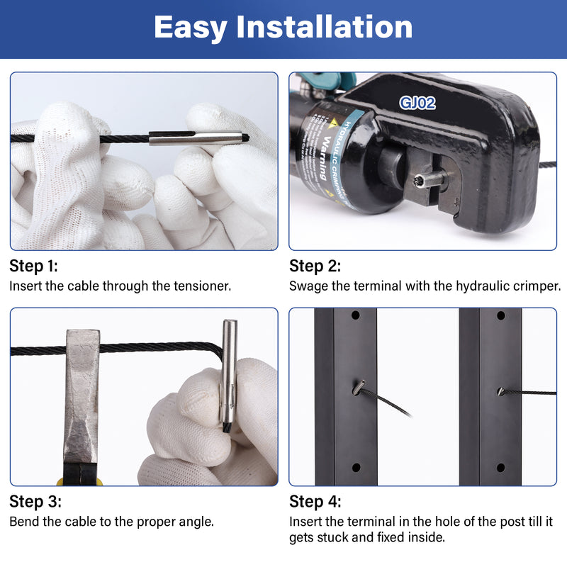 Load image into Gallery viewer, Fulifix Invisible Terminal Toggle Anchor, 20 Pack Angle Adjustable Fixed End Cable Railing Kit for Metal Post Stair Corner Level Sections, Model LT06
