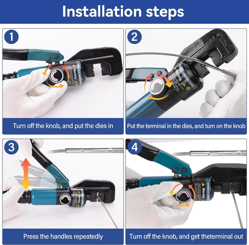 Load image into Gallery viewer, Fulifix 60KN Cable Railing Crimping Tool, 6-Ton Hydraulic Crimper for 1/8&quot;, 3/16&quot;, 5/32&quot; Stainless Steel Cable &amp; Terminal Fitting with 8 Dies, GJ02
