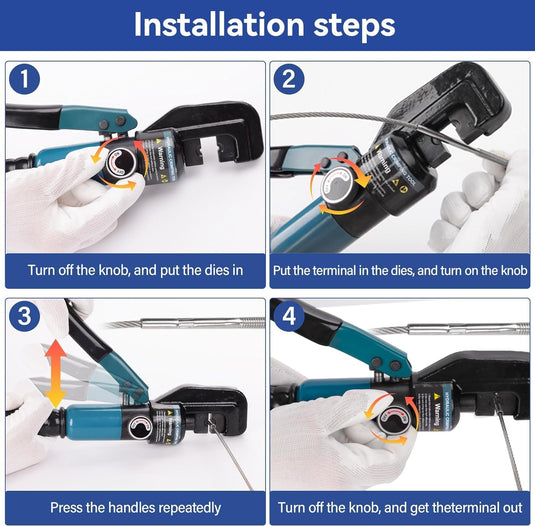 Fulifix 60KN Cable Railing Crimping Tool, 6-Ton Hydraulic Crimper for 1/8", 3/16", 5/32" Stainless Steel Cable & Terminal Fitting with 8 Dies, GJ02