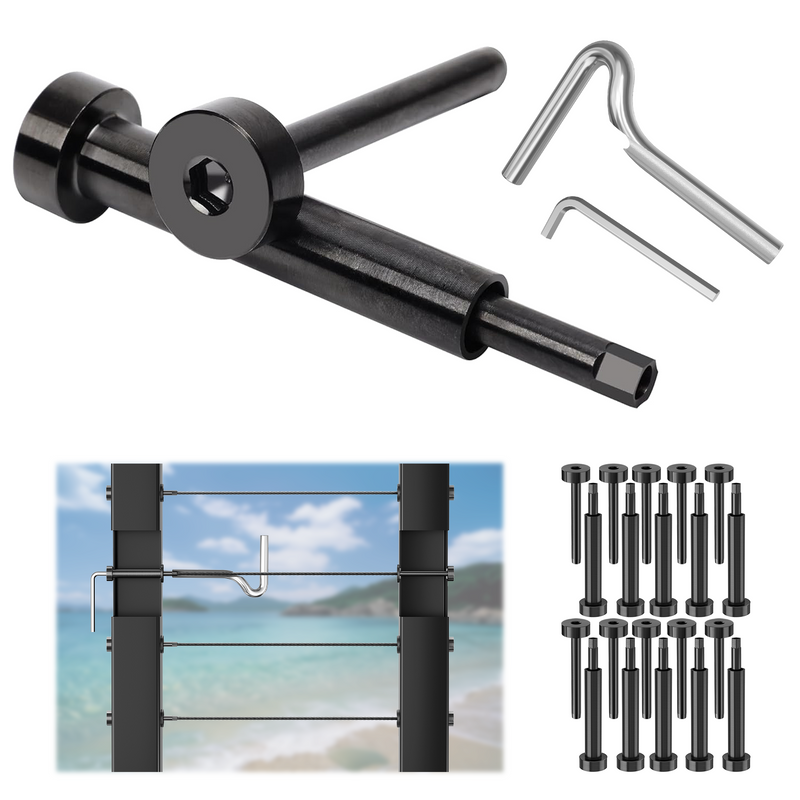 Load image into Gallery viewer, Fulifix Cable Railing Invisible Tensioner, 10Pair Black 1/8&quot; T316 Stainless Steel, Swage Terminal Hardware for 2*2&quot; 4* 4&quot; Wood &amp; Metal Posts, LT02
