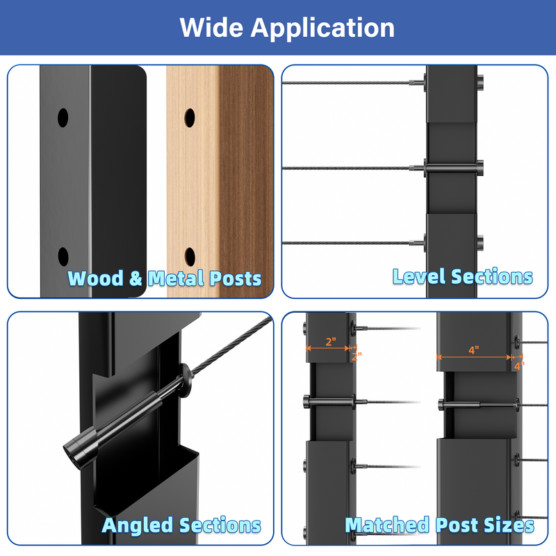 Load image into Gallery viewer, Fulifix Cable Railing Invisible Tensioner, 10Pair Black 1/8&quot; T316 Stainless Steel, Swage Terminal Hardware for 2*2&quot; 4* 4&quot; Wood &amp; Metal Posts, LT02
