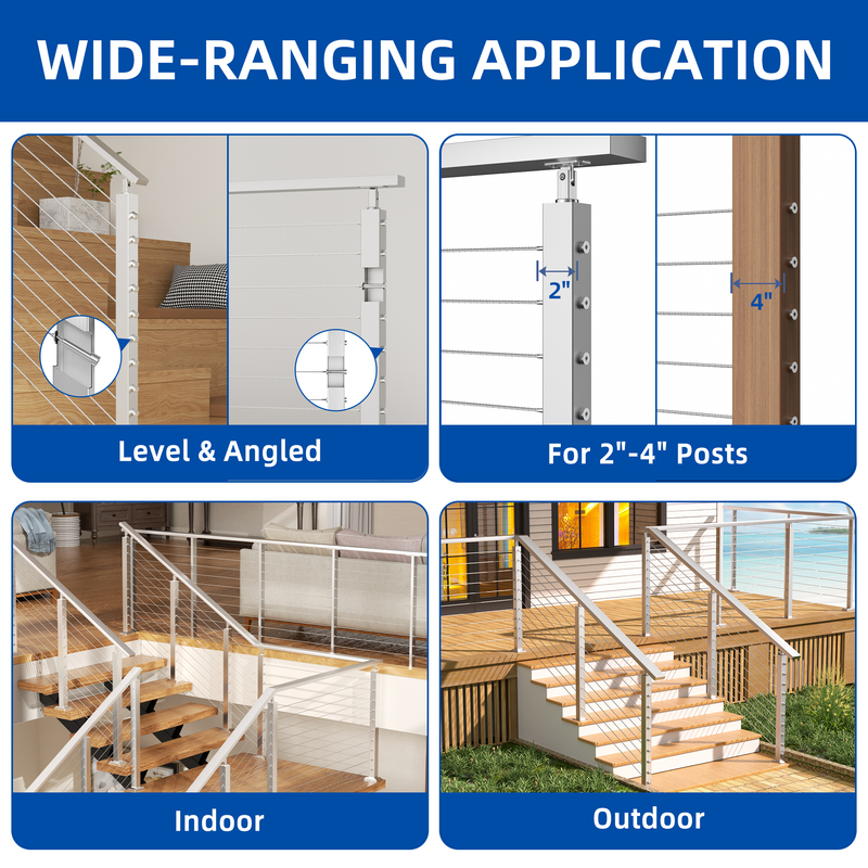 Load image into Gallery viewer, Fulifix 1/8&quot; Cable Railing Tensioner, 10 Pairs Invisible Cable Railing Kit, T316 SS Swage Railing for 2&quot; x 2&quot; 4&quot; x 4&quot; Wood Metal Posts, Model LT02
