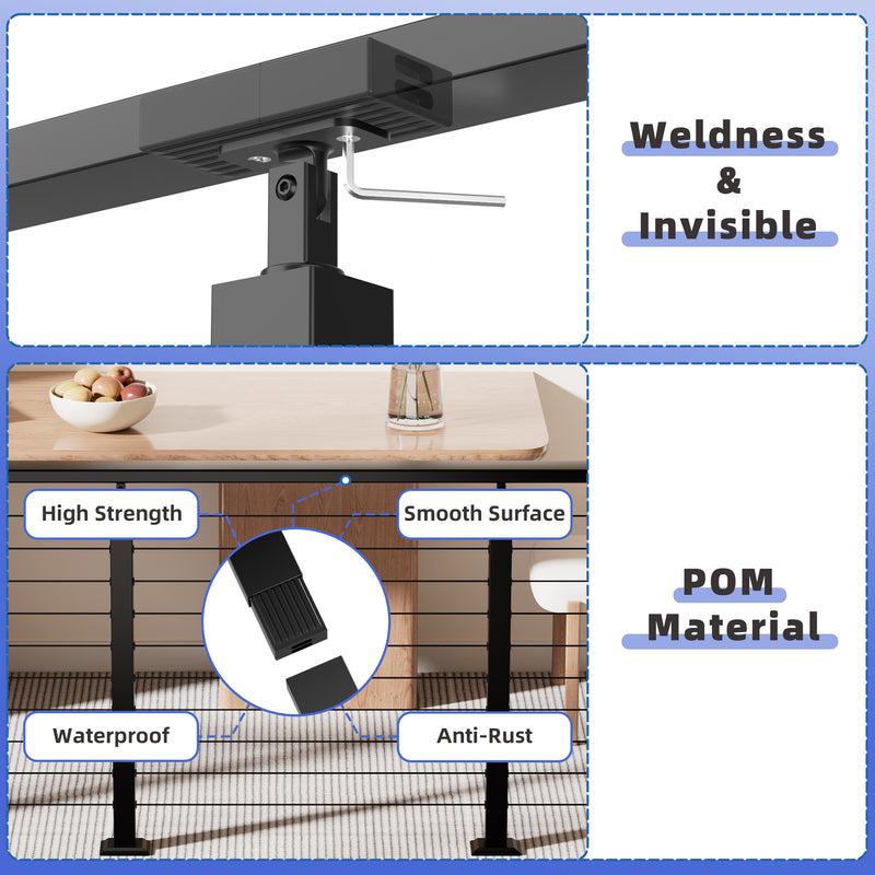 Load image into Gallery viewer, Fulifix Flat Handrail Accessories Extension Connector, 2Pack Black High Strength POM Deck Cable Railing Fitting for Level Metal Handrails, LT17B
