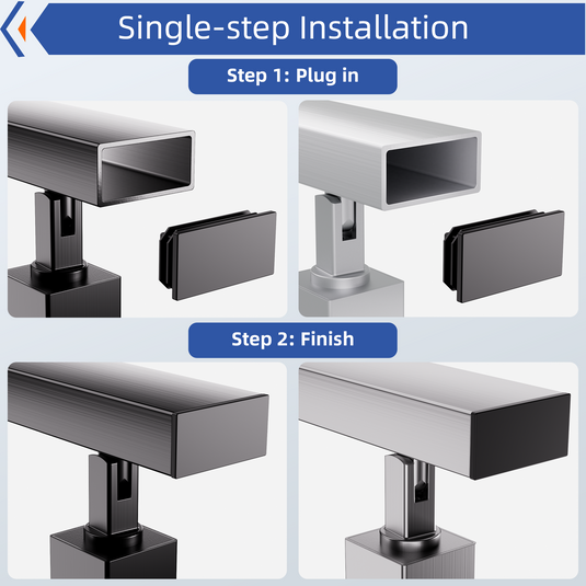 Fulifix Railing Handrail Accessories, 2 Pack Handrail End Cap, 2" x 1", High Strength POM Rectangle Handrail Plug for Top Railing, Model LT21