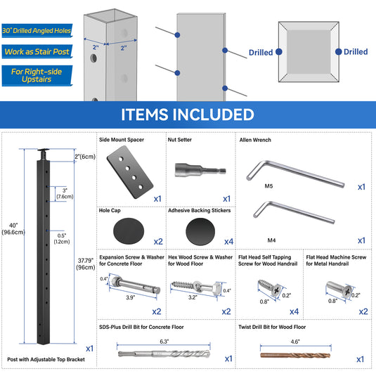 Fulifix Side Mount Stair Post, 36